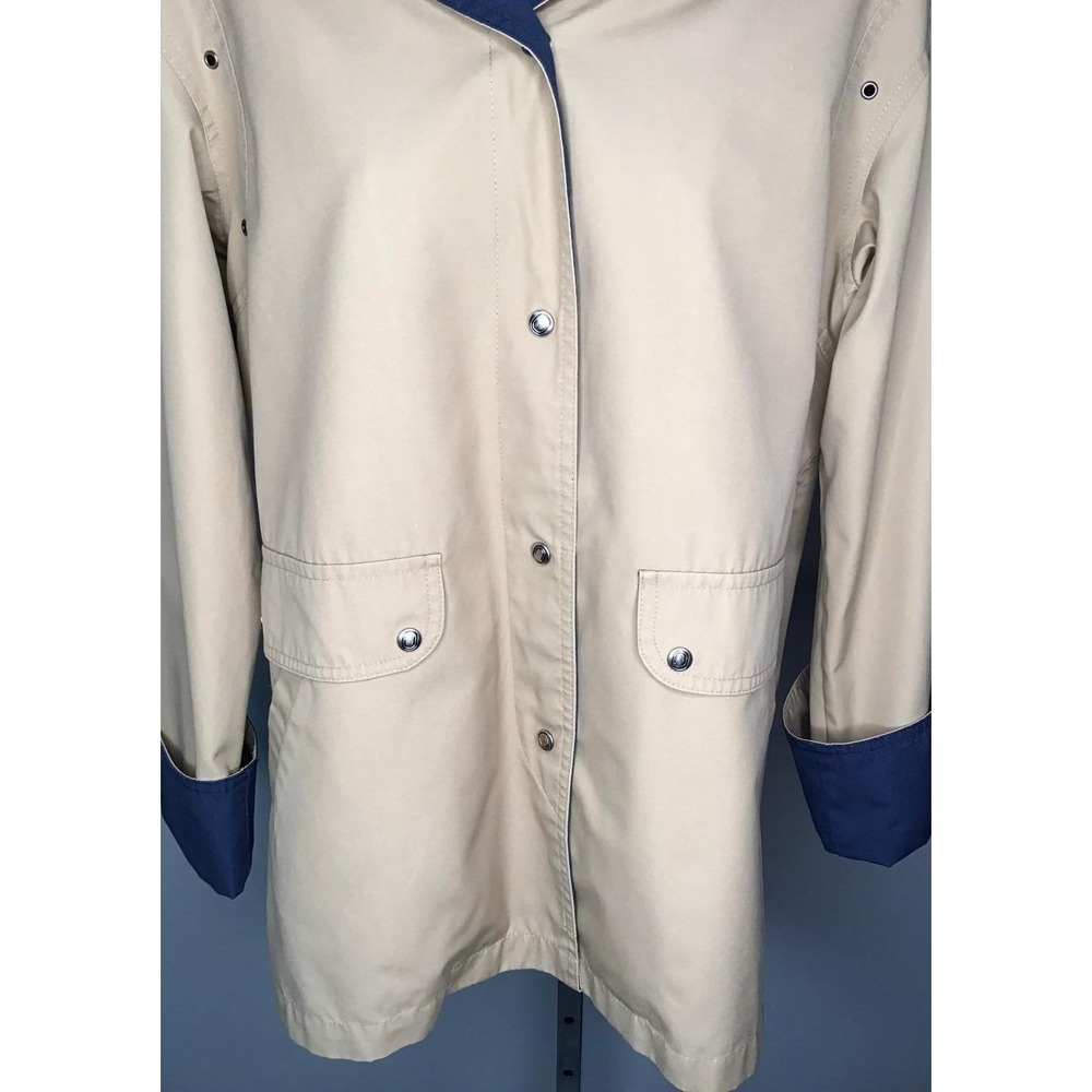 VTG London Fog Size 12 Tan & Navy Blue Raincoat Jacket Boat Vacation Utility - Picture 3 of 15